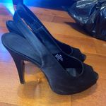 Lulu Townsend Peep Toe Black Satin Heels Photo 0
