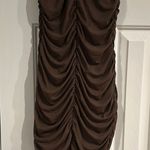 White Fox Boutique  Brown Ruched Halter Mesh Bodycon Mini Dress Women’s Small Photo 0