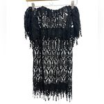 Stone Cold Fox  Iowa Lace Fringe Mini Dress Off Shoulder Black Photo 2
