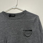 The Kooples  Gray Lightweight Merino‎ Wool Sweater with Front Pocket Chain Photo 1