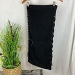 Alice + Olivia  Women's Black Knit Straight Side Tie Midi Skirt S Photo 2