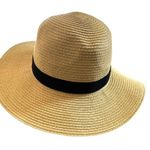 J.Crew Womens Packable Sun Hat M-L Natural Tan Black Ribbon Photo 3