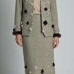 Vintage Donna Vinci Couture Two‎ Piece Embellished Skirt Suit Set Size 16 Brown Photo 0