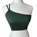 Aerie Ribbed One Shoulder Bralette Bra Cropped Tank Top Size Small Green Photo 0