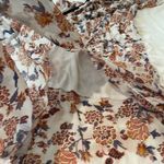 Women small Maxi off the shoulder flower dress elastic neckline waistband strap White Photo 7