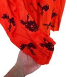 Free People Dress Emma Swing Mini Sz Sm Orange Embroidered Floral Boho Hippie Photo 3