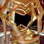 Michael Kors  Jaida Gold and Brown Leather Strappy Heels size 9.5 new Photo 7