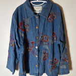 Tantrums Embellished Denim Floral Button Front Jacket 1X Blue Photo 0