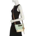 Lucky Brand  Azon Leather/Raffia Crossbody Bag Green Tan NEW Photo 3