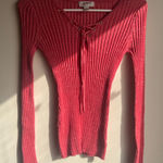 Arizona Jeans Y2K 2000s Arizona Jean Company Ribbed Lace-Up Top in Pink Size Small Photo 0
