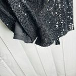 Midnight Doll  Black Full Sequin Shorts Romper Tie Waist Sz XS Long Sleeve Photo 7