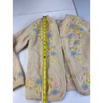Vintage Voguemont Wool‎ Cardigan Sweater Floral Embroidered Pastel Knit Medium Tan Photo 7