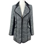 Laundry by Shelli Segal  Black Gray Flare Coat Jacket Womens Size 6 Contrast Trim Photo 1