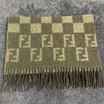 Fendi Checkered Wool Scarf with Fringe Photo 4
