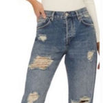 Free People We the Bren Slouchy Slim Boyfriend Jeans OB1311341 Size 27 Denim Photo 0