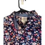 st. john's bay  Navy Blue Multi Floral Long Sleeve Button Down Blouse Women Sz MP Photo 2