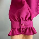 Vintage High Neck Blouse Pink Ruffle Long Sleeve Button Photo 6