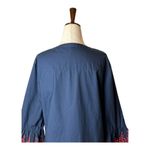 J.Crew  Dress Women Medium Navy Red Embroidered Eyelet Bell Sleeve Mini Preppy Photo 7