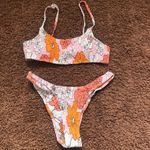 VOLAFA Women's Smocked Ruched Triangle Bikini Print Swimsuit Set 2 Piece Small Pink Photo 3