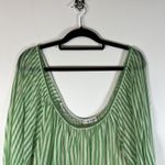 VTG Guy Laroche Silk Blouse Off The Shoulder Green Striped Women's Large France Photo 1