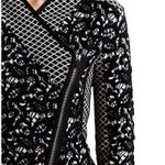 Anthropologie MOTH |  Black Jacquard Lace Moto Jacket size SP Photo 3