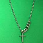 Titanium Steel Cross Pendant Necklace for Men Women Silver Photo 0