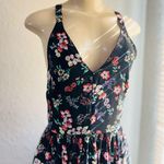 Gap  Black W/Pink Floral Criss Cross Strappy Back Maxi Sundress Size 0 Photo 6