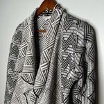Lucky Brand  Women's Aztec Intarsia Knit Open Front Drape Cardigan Black Gray S Photo 1