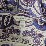 Lucky Brand  Maya Blue & Maroon Paisley Ruffle Blouse Size Small Photo 5