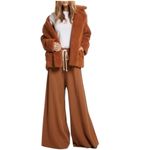 Free People  Notched Teddy Peacoat Copper Size XS‎ Cozy Outdoor Boho Photo 1