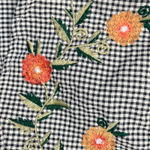 Gingham One Shoulder Top Embroidered Floral Ruffle Black White Summer Large Photo 3