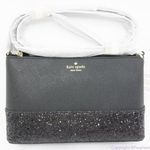 Kate Spade NWT greta court glitter ramey crossbody bag, Black Photo 0