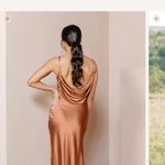 Revelry Nadia Satin Bridesmaid Dress Orange Size 2P Photo 2