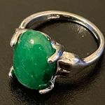 Woman green jade S925 silver ring size 6.5 Photo 2