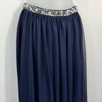 My Michelle  Navy Blue Two-Piece Metallic Lace Chiffon Bottom Formal Prom Dress 3 Photo 3