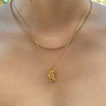 Crescent Moon Necklace Moon Star Necklace Rectangle Pendant Necklace Gold Necklace Photo 2