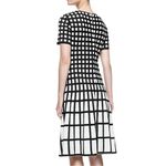 St. John Tubular Box Knit Short Sleeve Black and White Flare Midi Dress 4 Photo 1