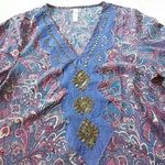 Francesca's Collection Alya Boho Paisley Tunic Dress w Beaded Detail Festival Photo 3