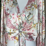 Bebe Printed Floral Chintz Yoryu Long Sleeve Self Tie Blouse Size 8 NWT Photo 0