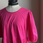 AQUA  Bloomingdale’s pink poplin puff sleeve tiered dress Photo 4