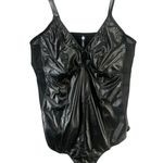 Torrid Curve Pleather Bodysuit Womens 3XL Black Faux Leather Mesh Glossy Bodycon Photo 1