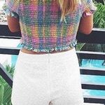 These Three Boutique Plaid Smocked Crop Top Photo 0
