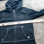 True Religion  World Tour Zip Hoodie Women’s Large Black Buddha Graphic Photo 9