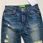 Sandrine Rose Free People High Rise Cropped Jeans Ankle Distressed 31 Zip Fly Blue Photo 1