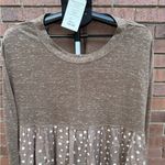 Bucket List Babydoll Long Sleeve Top Blouse Brown Polka Dots Size Small New Photo 1