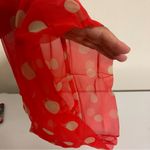 Symphony vintage  Red and Cream Polka silk Neck Gaiter scarf Photo 1
