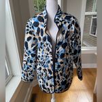 Alfred Dunner Navy Blue White Graphic Floral Quilted Jacket Lightweight Coat 14 Photo 5