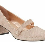 Isaac Mizrahi Live Heel Mary Jane Size 8 Block Heels Rose Gold Glitter Shoes NEW Photo 0