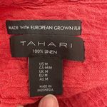 Tahari 100% Linen Button Up Top European Flax Long Sleeve Coral Red Women Medium Photo 4