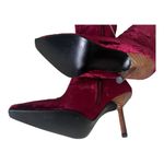 Colin Stuart  Red Velvet Leather Mid Calf Pointed Toe Heel Boots Size 7M Photo 2